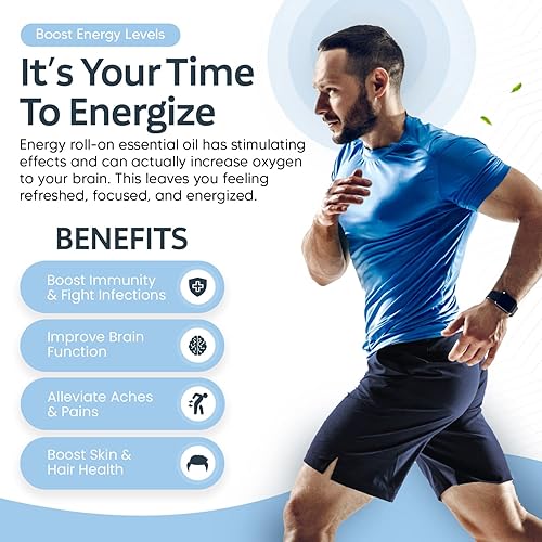 Miniatura 4 de Aceite esencial energético roll-on (0.3 onzas líquidas), mezclas de aceites esenciales de incienso para aromaterapia, masaje, impulso de energía,