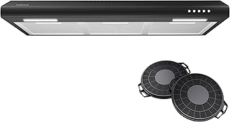 Under Cabinet Range Hood 30 inch with Anti-fingerprint Design, Black Slim Vent Hood with 3 Speed Exhaust Fan, Ducted and Ductless Convertible