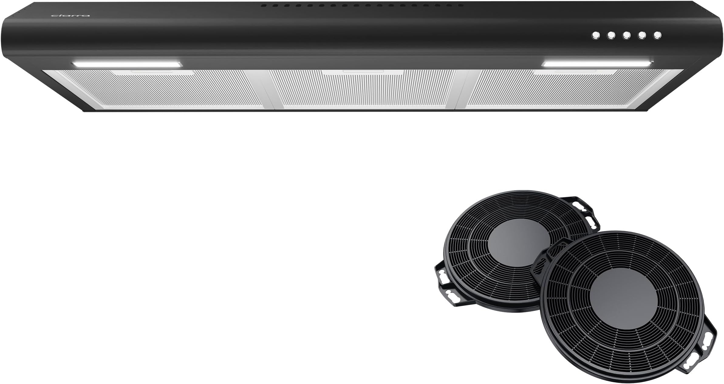 Under Cabinet Range Hood 30 inch with Anti-fingerprint Design, Black Slim Vent Hood with 3 Speed Exhaust Fan, Ducted and Ductless Convertible