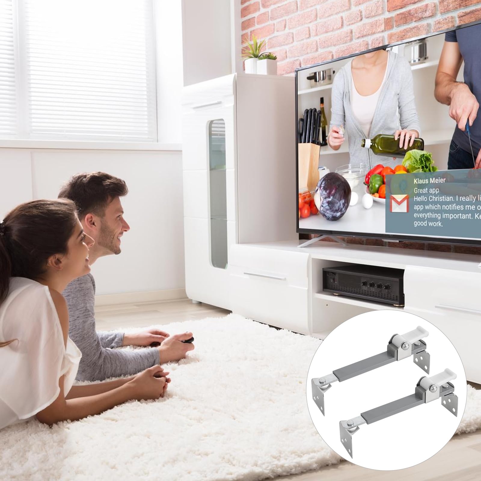 Sangles de Sécurité TV Réglables Lot de 2, Ancrages pour éviter les Chutes, Sécurité Enfants Animaux (8,6-14,1 pouces)
