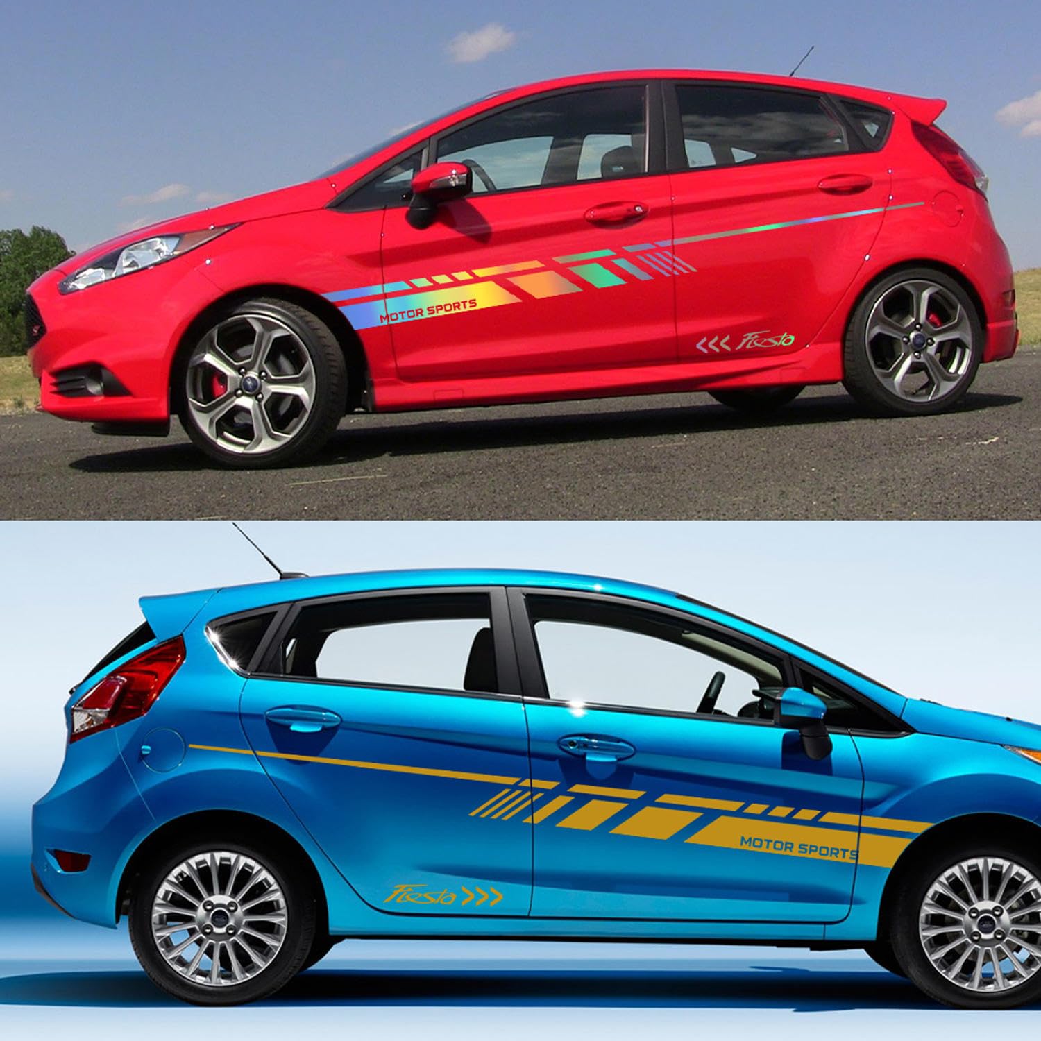 Autocollant Vitre Arrière Triangulaire - Sticker Décoration Porte Latérale - Noir Brillant Pour Ford Fiesta MK7 / MK7.5 (2008-2017)