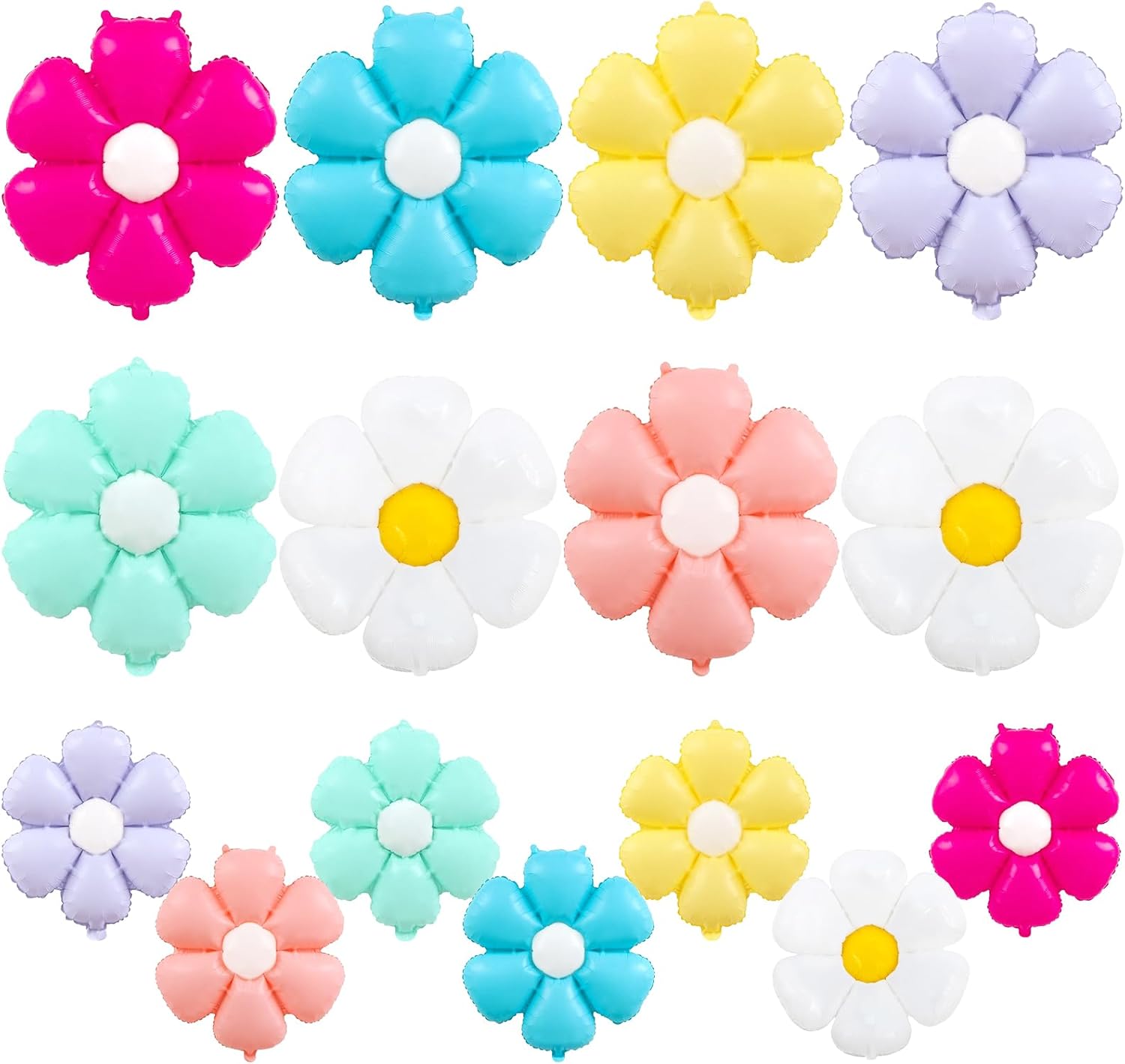 16Pcs Daisy Foil Balloons, Colorful Daisy Flower Balloons for Girls Birthday Wedding Baby Shower Groovy Boho Party Decor