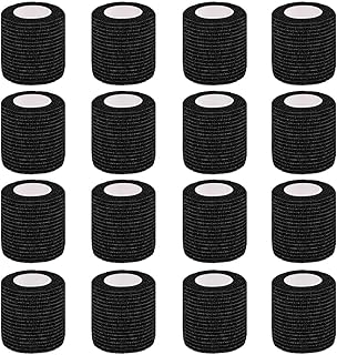 16 Pack Self Adhesive Bandage Wrap, 2" X 5 Yards Black Elastic Cohesive Bandage