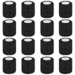 Clooflar 16 Pack Self Adhesive Bandage Wrap, 2 X 5 Yards Black Elastic Cohesive Bandage Wrap for Sports, Wrist, Ankle and Vet Wrap, Grip Tape