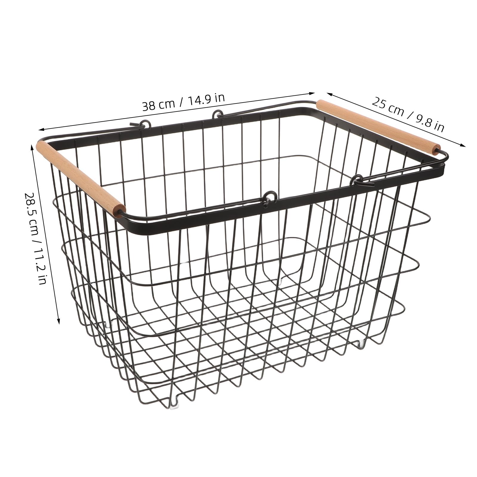 Zerodeko Cesto rettangolare in filo metallico per legna da ardere, nero, | Organizzatore di legna da ardere portatile in metallo, resistente e traspirante, adatto per interni, patio e giardino.