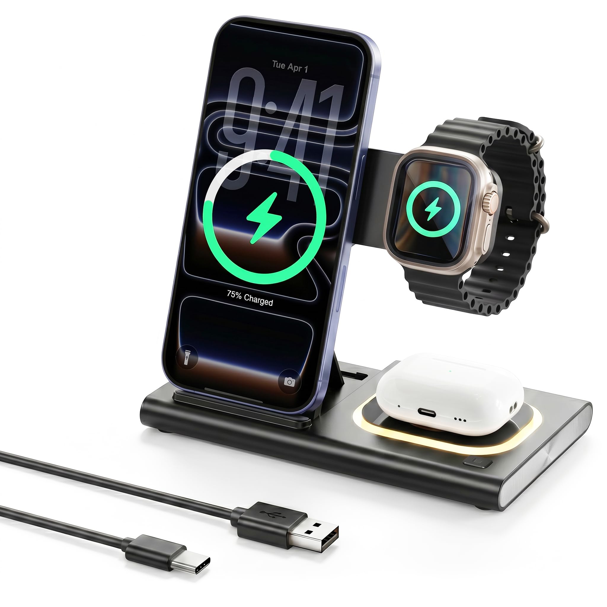 Aimtel 3 in 1 Foldable Charging Station for iPhone17/17Air/16/15/14
