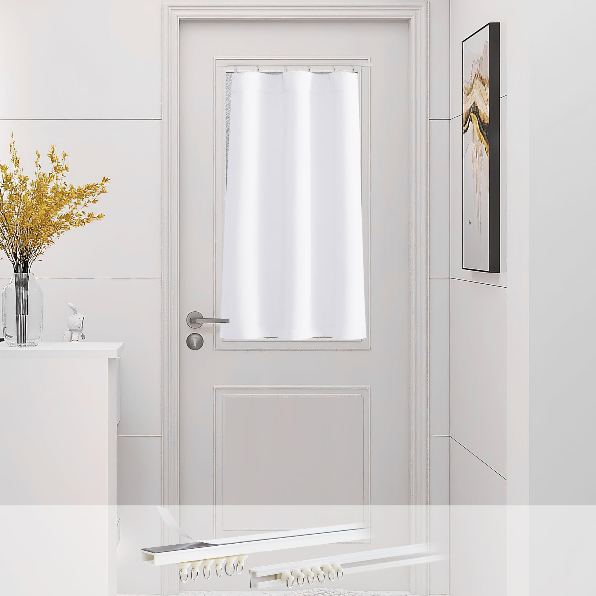 Rideau de salle de bain occultant thermique et étanche à fixation rapide