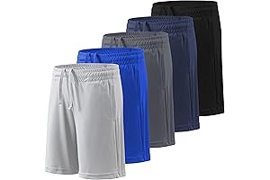 BALENNZ Boys' Athletic Shorts Bulk: 5-Pack Active Performance Basketball Shorts for Kids and Youth