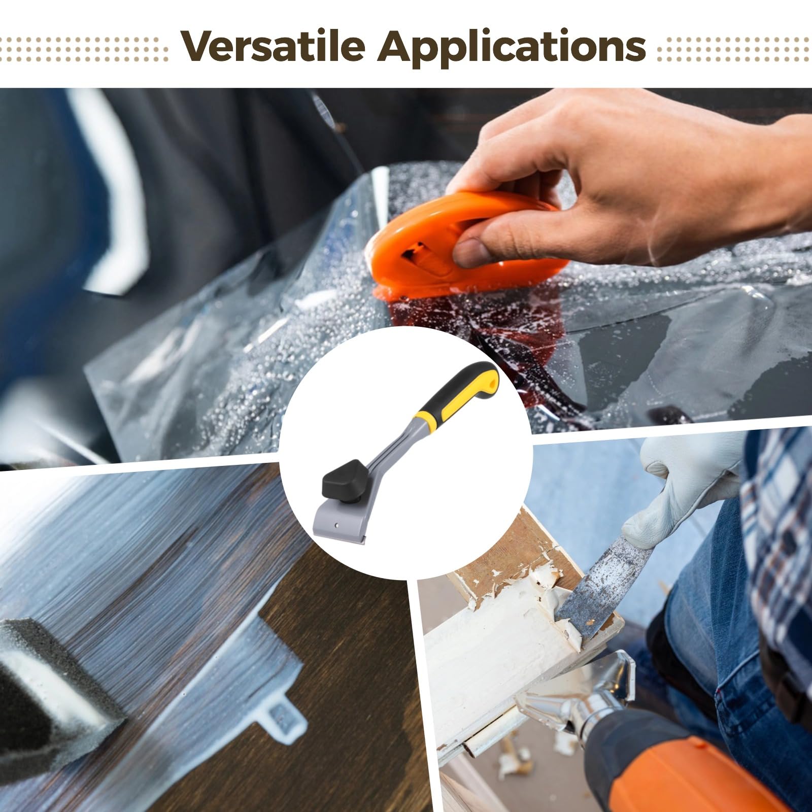 Grattoir en carbure ergonomique, grattoir peinture avec bord en carbure de tungstène de 2,5 pouces et poignée antidérapante, nettoyage précis pour enlever colle, rouille, autocollants, taches