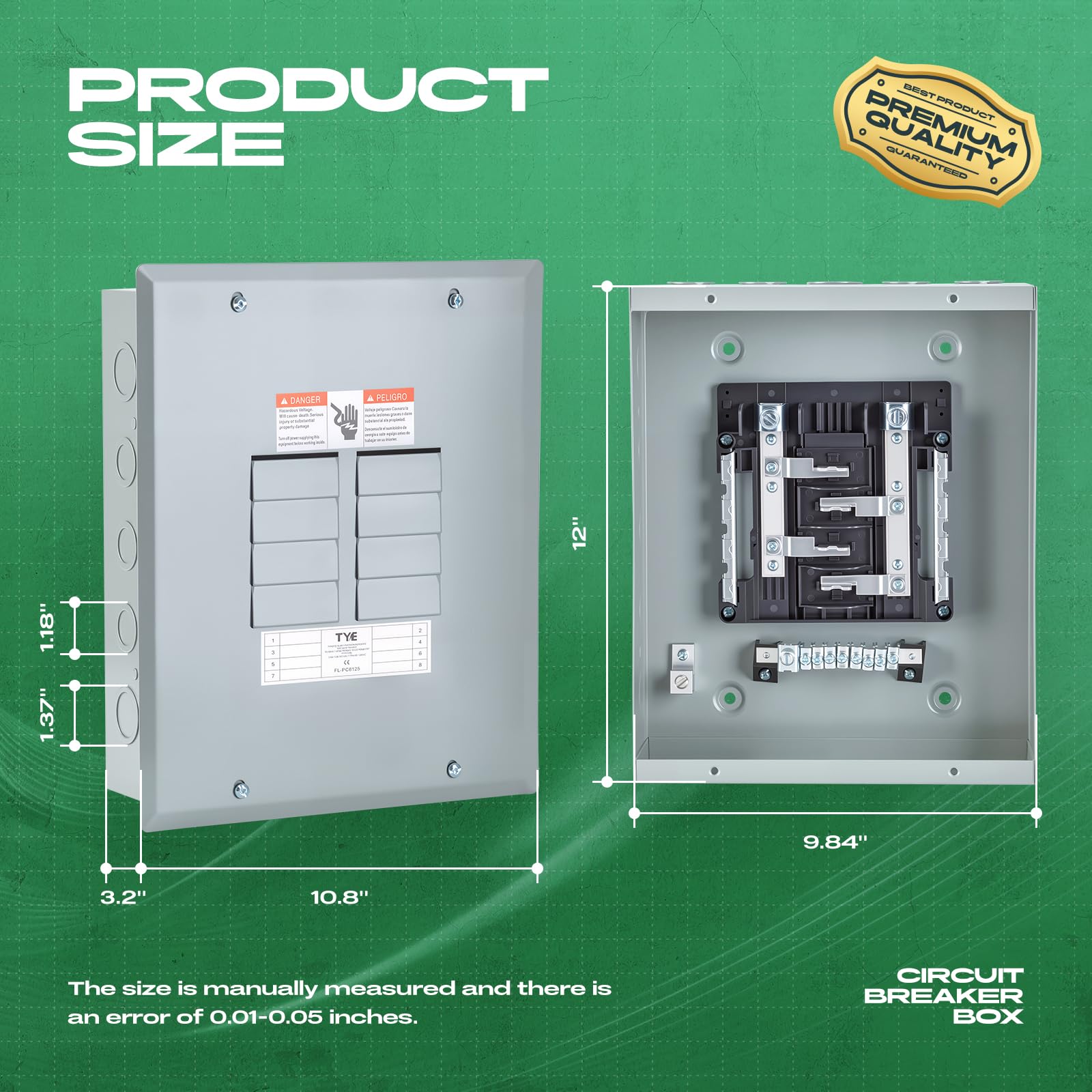 Circuit Breaker Panels 8 Space 125 Amp, 120V/240V Circuit Breaker Box with Main Lug Steel Enclosure for Sub Panel Applications Indoor Load Center — Amazon image 2