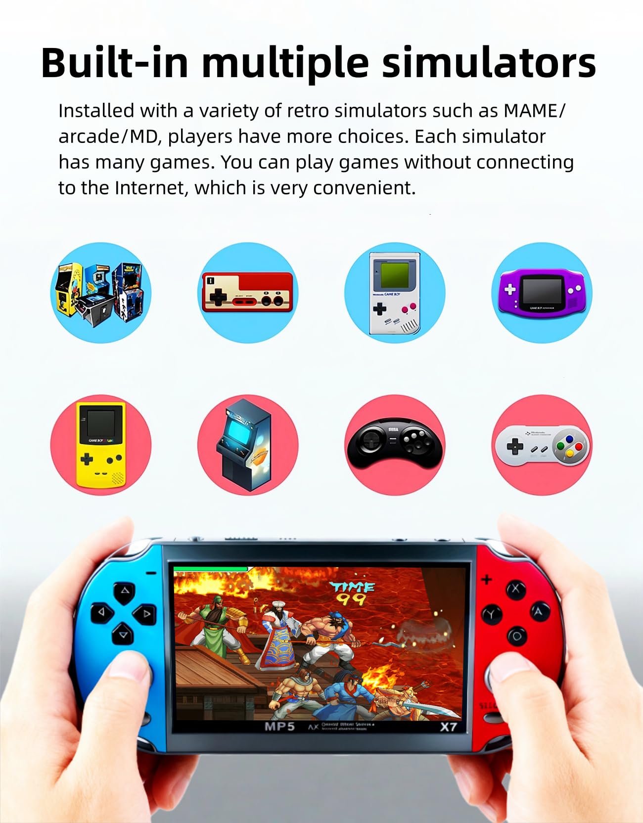Console di gioco retrò da 4,5 pollici Simulatori multipli 3000 Giochi Gratis Integrato Supporto video/musica Dispositivo di gioco portatile/giocattolo Gioco di viaggio elettronico Regali per