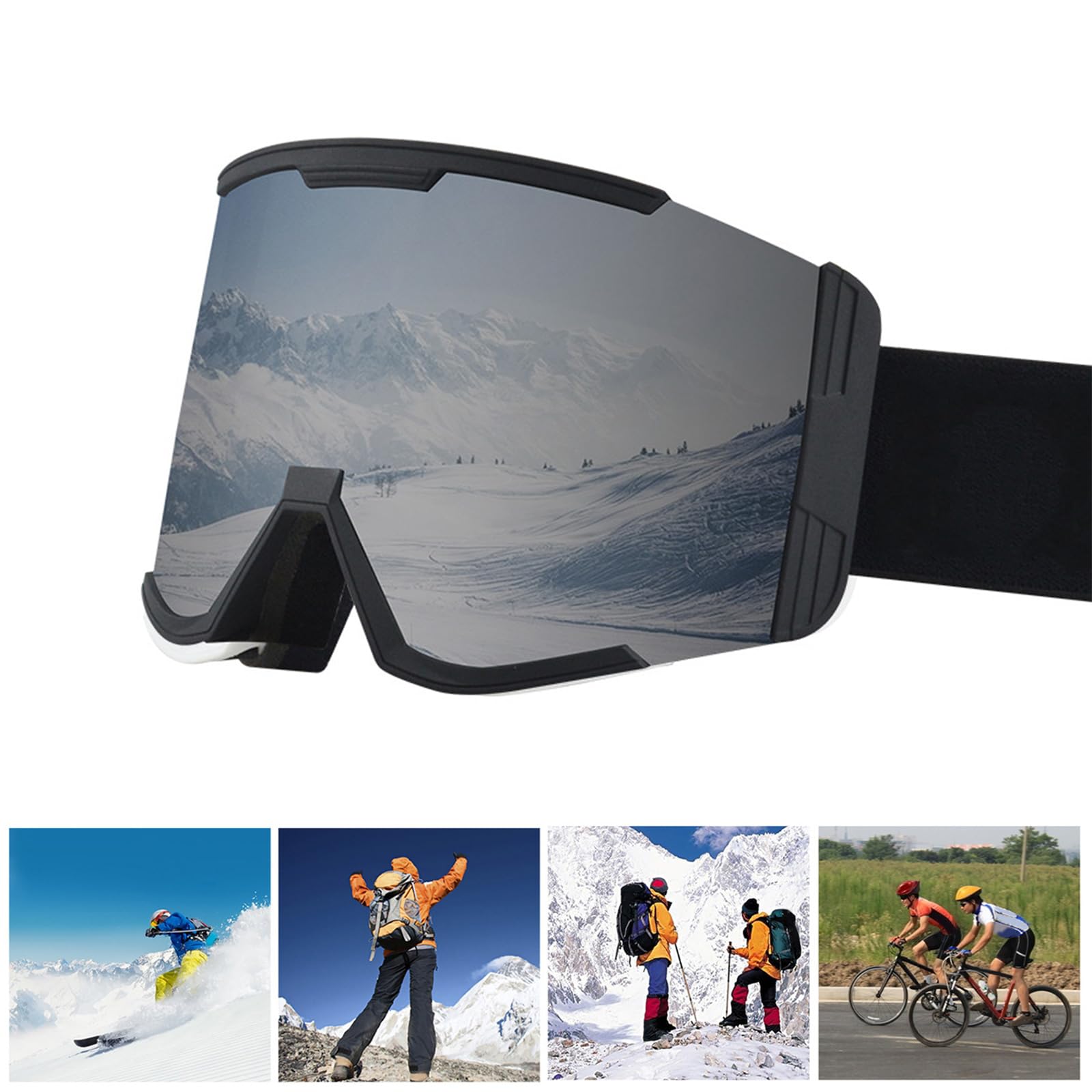 Occhiali protettivi UV Anti Fog Wide Vision Occhiali da sci per uomo donna antigraffio sopra gli occhiali da neve Gliding Eyewear