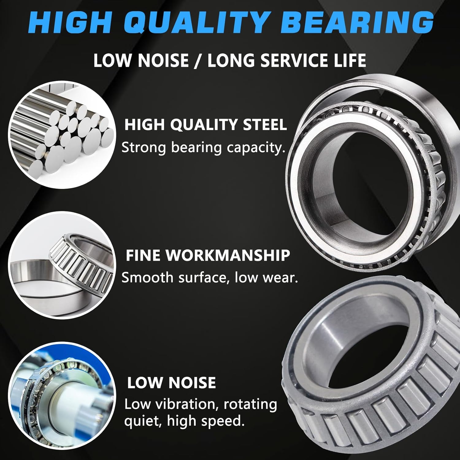 4 Sets 25580 14125A Trailer Hub Bearings Kit, with 21333TB/10-10 22333TB/10-36 Grease Seals 2.72'' Dust Caps Cotter Pins Castle Nuts & Washers for 7000 lbs Trailer #D42 Tapered Spindle Axle