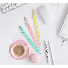 Tinkle Dermaplaning Tool 3ct, Dermaplane Razor for Women, Safe and Easy Peach Fuzz Remover, Eyebrow Trimmer with Protective Cover, Stocking Stuffers