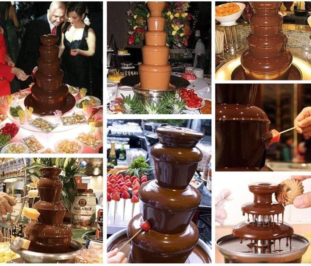 Chocolate Fountain Small Chocolate Fountain Machine for Melting Chocolate Stainless Steel Heated Basin Chocolate Fountain for Kids and Parties Easy to Assemble 3-Tiers