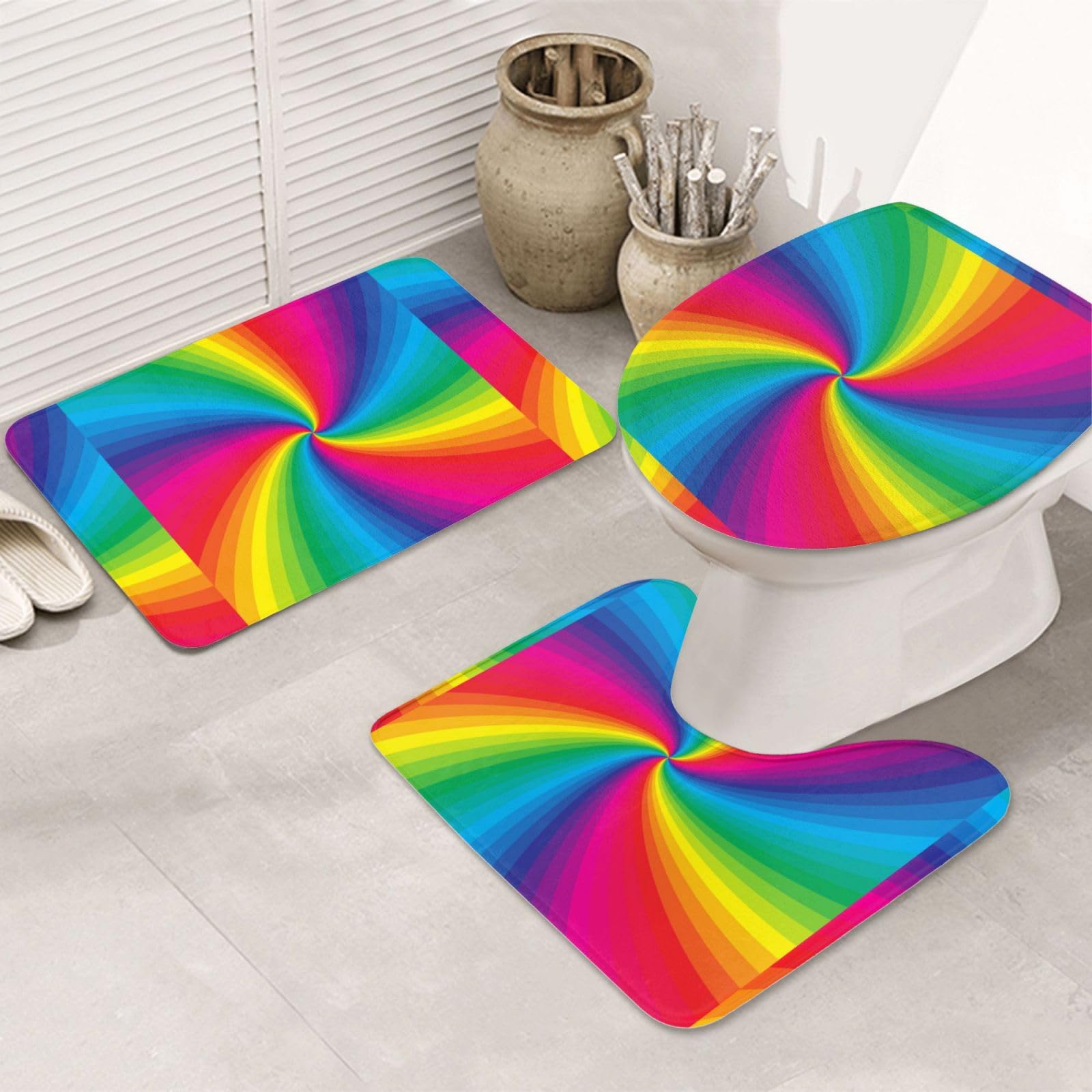 Tapis de sol de salle de bain arc-en-ciel pour une routine matinale dynamique