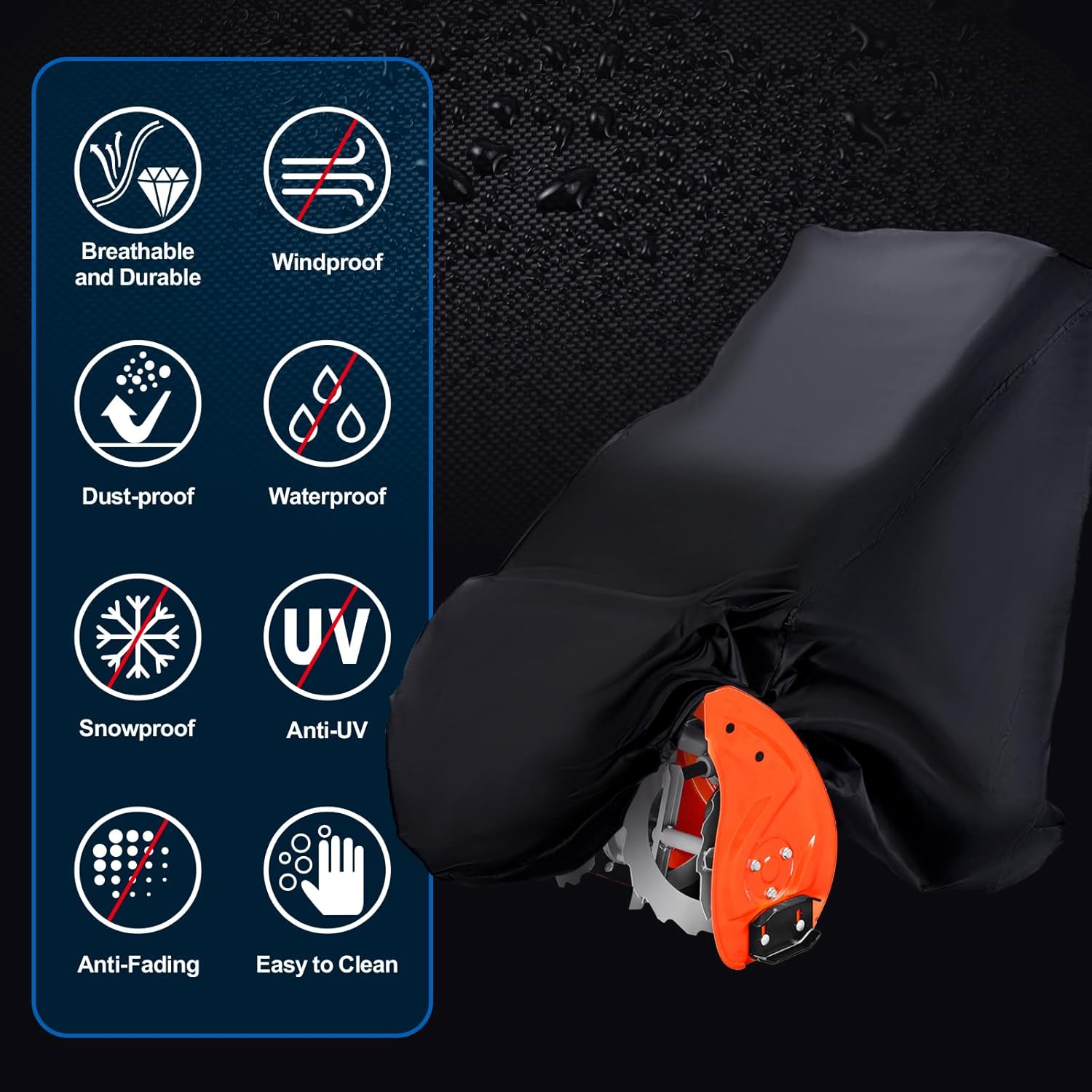 HOMEE Universal Snow Blower Cover,Snowblower Cover Waterproof Heavy Duty (57.8" L x 33" W x 51.9" H), Snow Thrower Cover, UV Protection, Windproof, Sandproof, Outdoor Protection