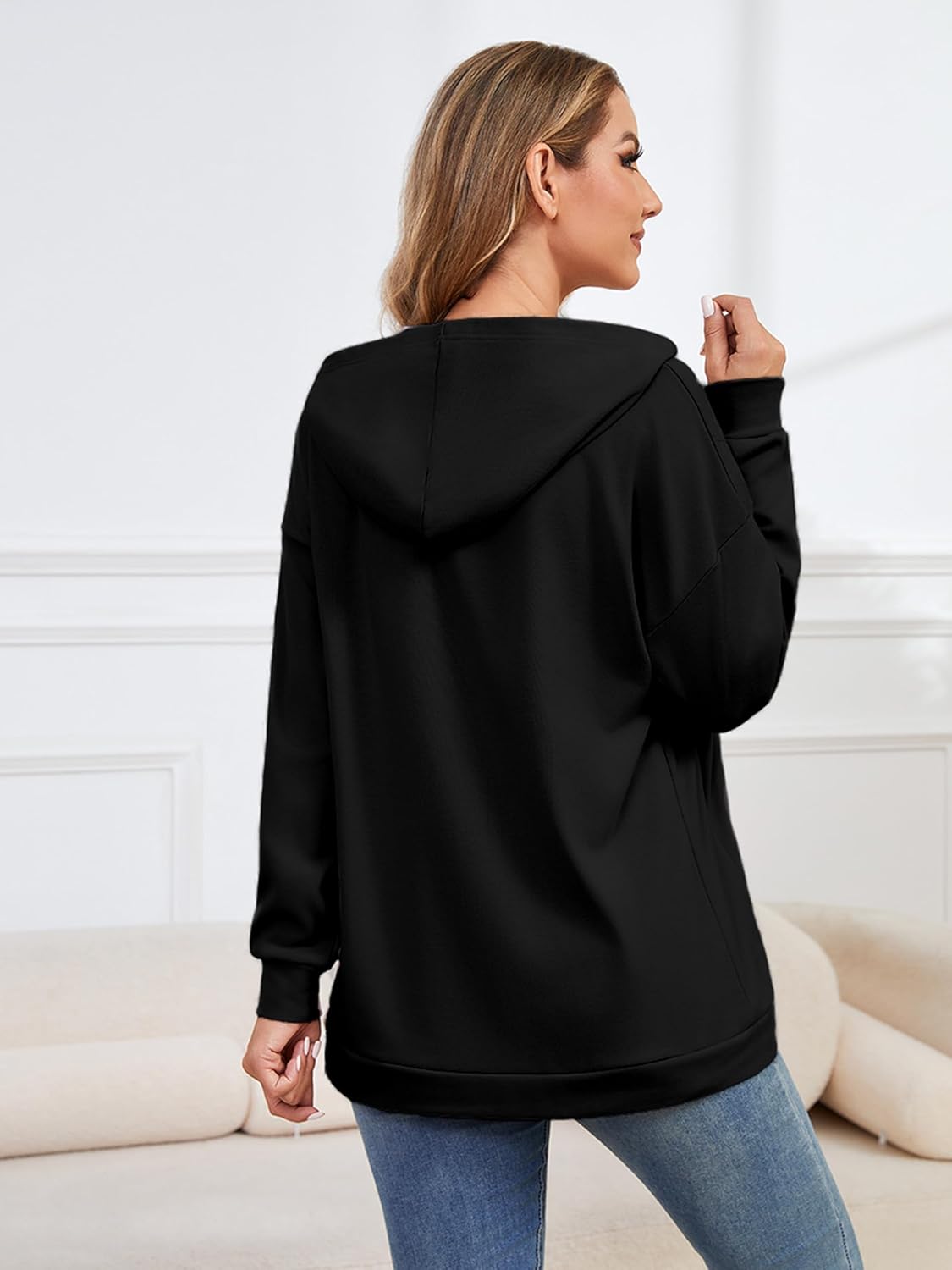 Ecavus Women's Maternity Nursing Sweatshirt Hidden Zipper 2025 Long Sleeves Oversize Breastfeeding Pullover Tops with Pockets - Image 6