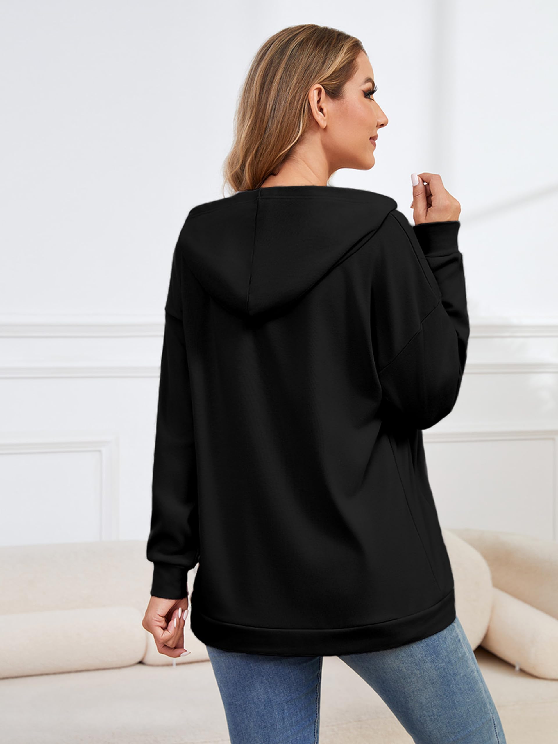 Ecavus Damen Umstands-Still-Sweatshirt mit verstecktem Reißverschluss, lange Ärmel, Übergröße