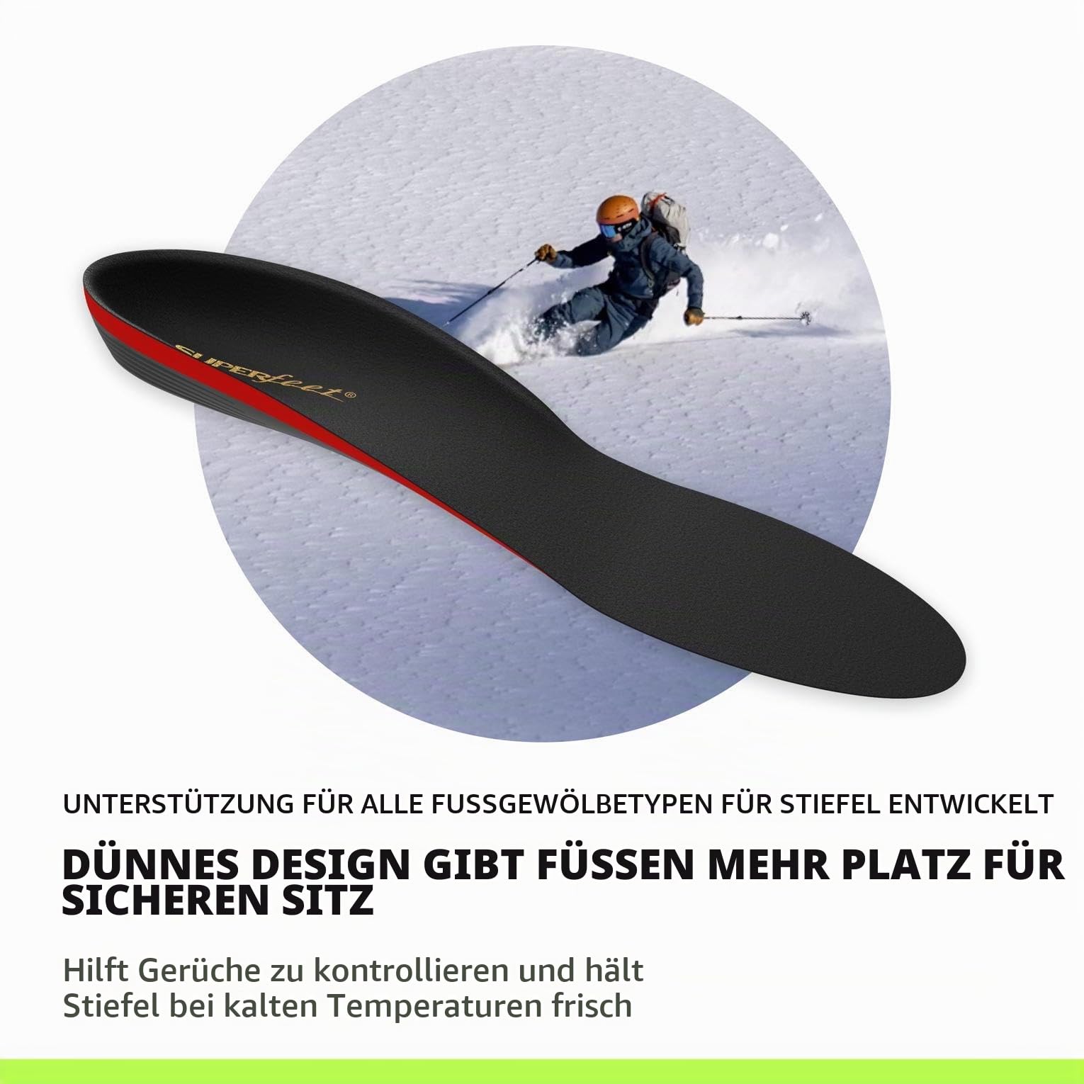 Superfeet Winter Thin Support Einlegesohlen, EU 42-44