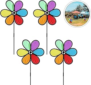GLAITC Mulino a Vento Arcobaleno, 4 Pz Girandola di Vento All'Aperto Mulino a Vento Multicolore Fai da Te Girandola Dell'Arcobaleno per Giardino, Patio, Piccolo Mulino a Vento