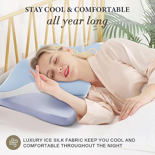 Miniatura 2 de Almohada cervical para aliviar el dolor de cuello, almohadas ergonómicas refrescantes de espuma viscoelástica para dormir con funda de almohada