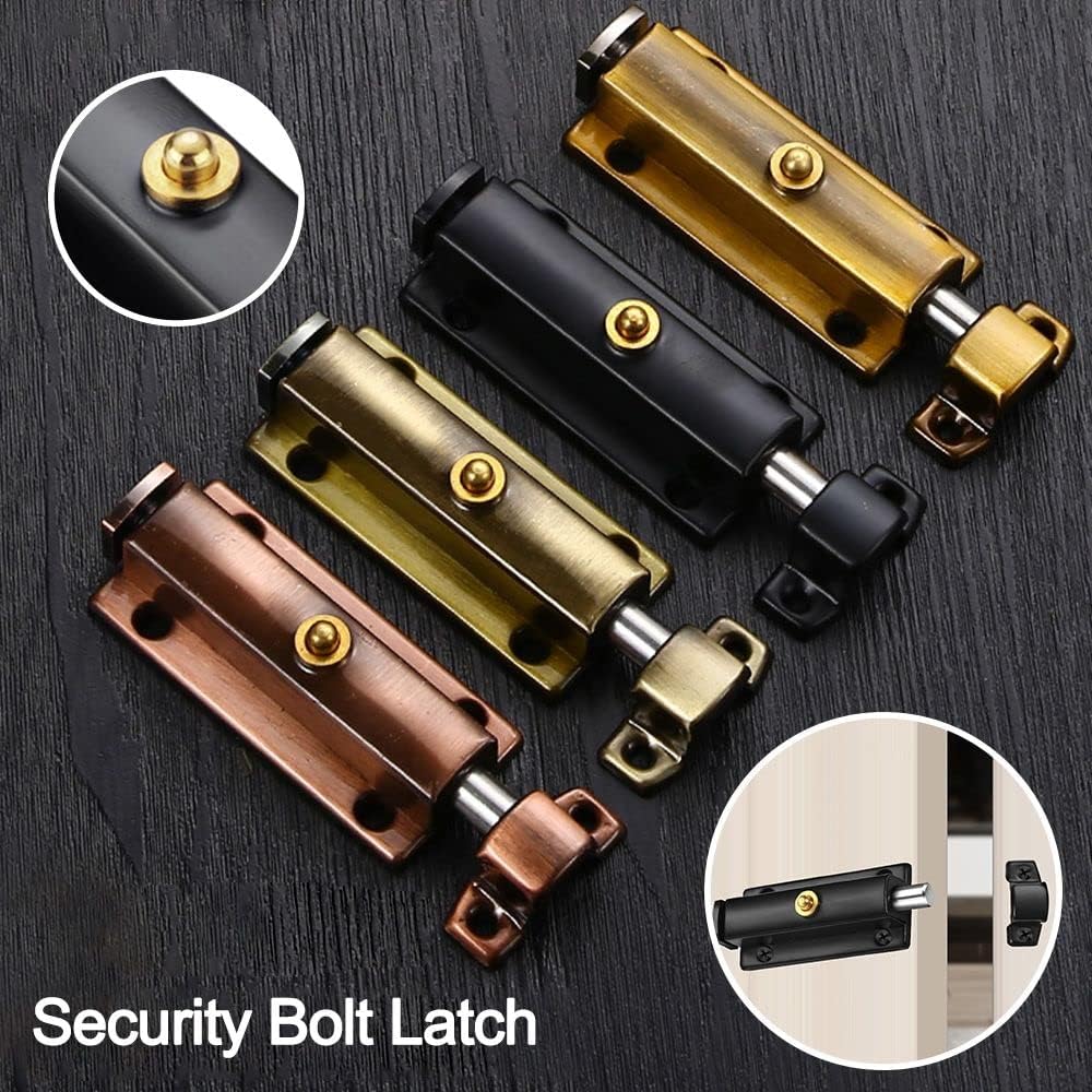 Door Latch Anti-Theft Self-Locking Spring Latches Stainless Steel Door Lock(Silver)