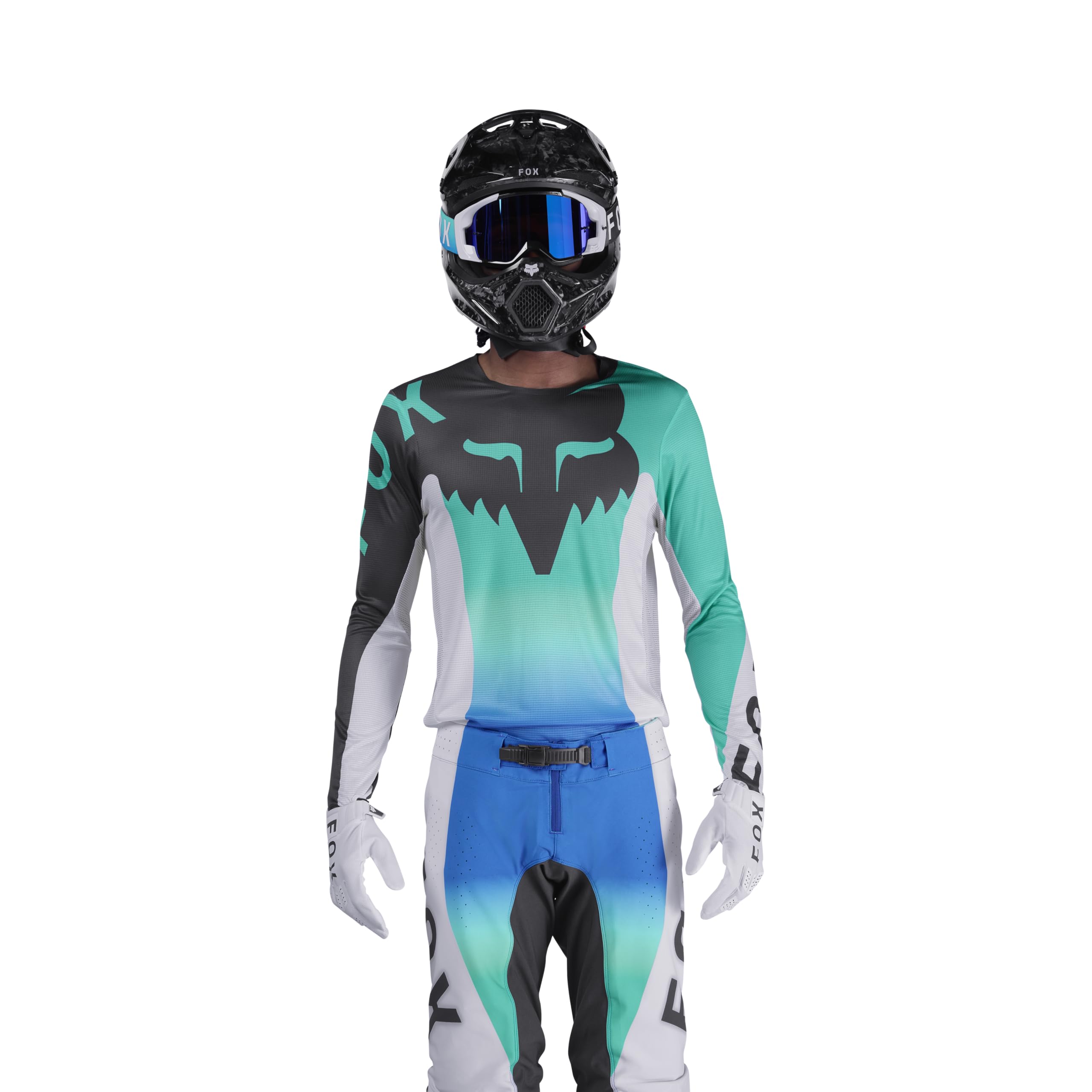 FOX Flexair Spire Maglia da motocross, bianco/nero/ciano, L