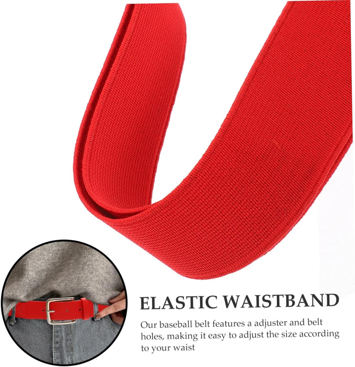 Healifty Elastic Adjustable Baseball Belt for Adults and Youth, Red Imitation Leather Softball Protective Waistband for Men, Women, Outdoor Sports and School Uniforms