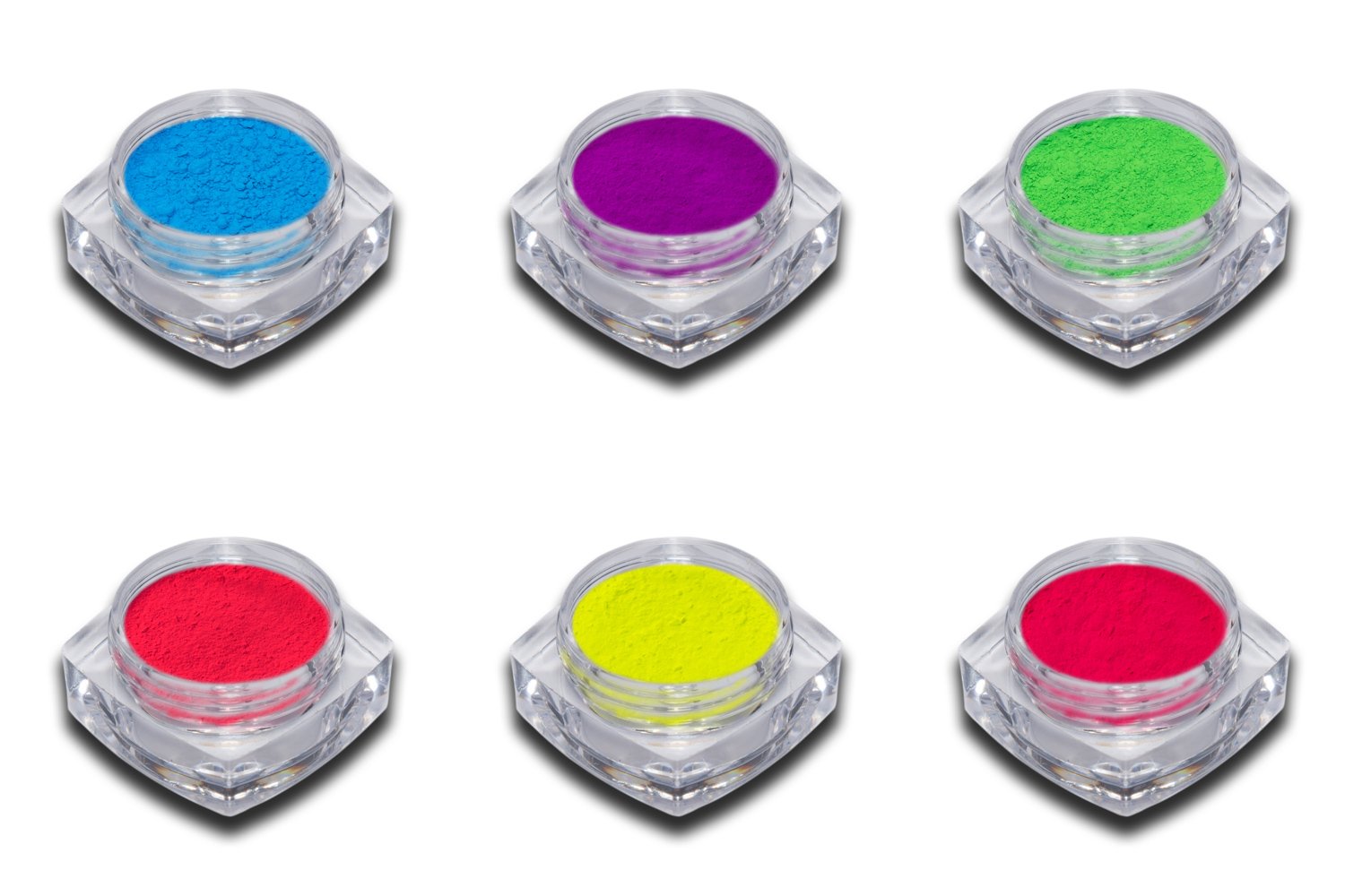 6er Neon Pigment Puder Set – Smoky Nails In Pink, Rot, Gelb, Blau, Lila, Grün