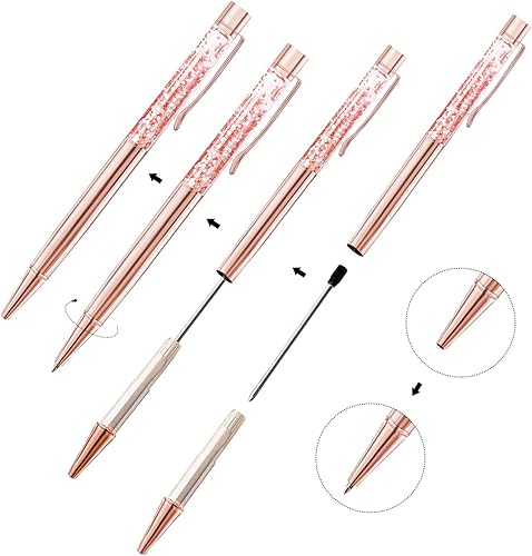 Miniatura 3 de ZZTX 6 bolígrafos de metal de oro rosa con recambios, tinta negra, suministros de oficina, regalos para Navidad, boda, cumpleaños