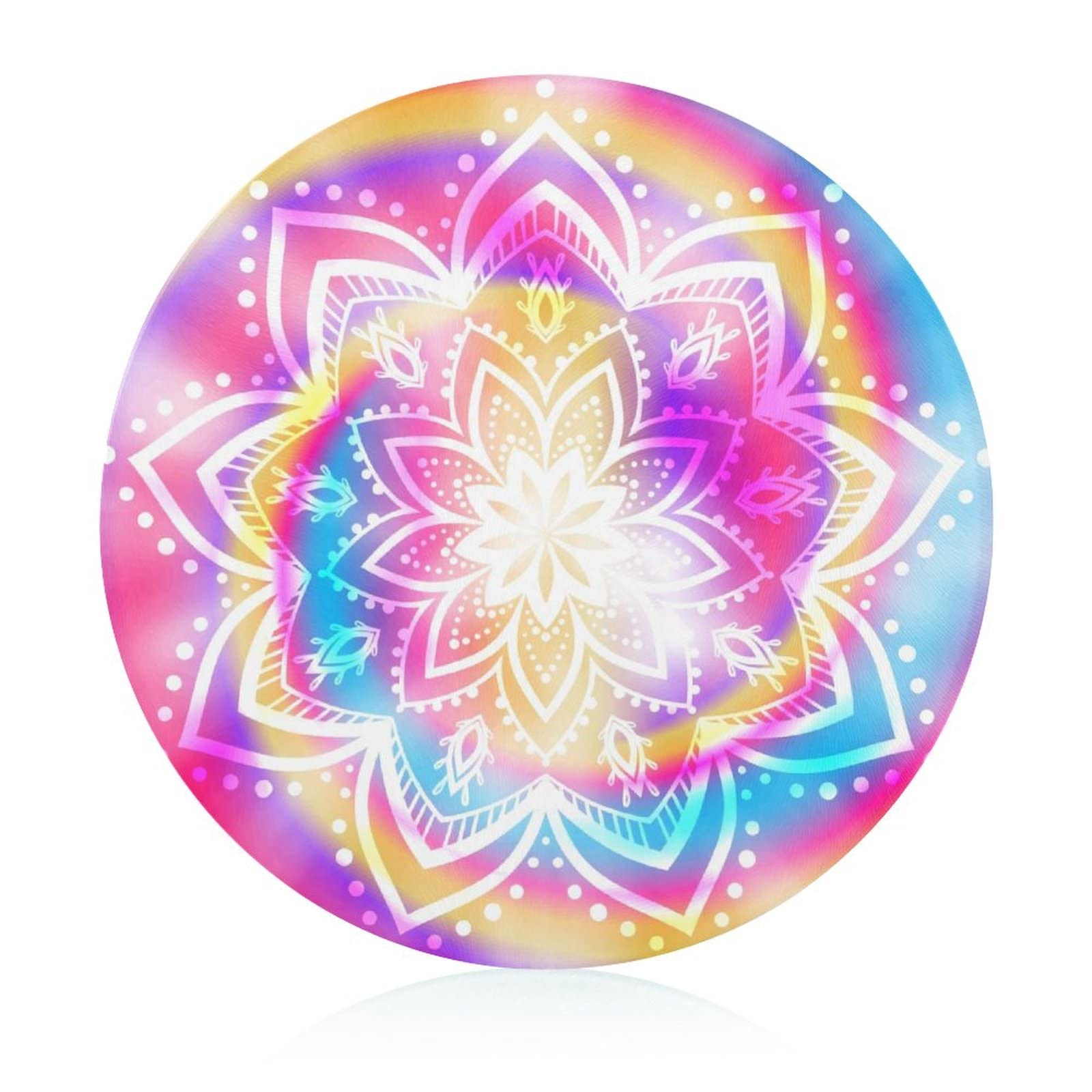 Planche à découper en verre trempé mandala 20 cm antidérapante pour cuisine