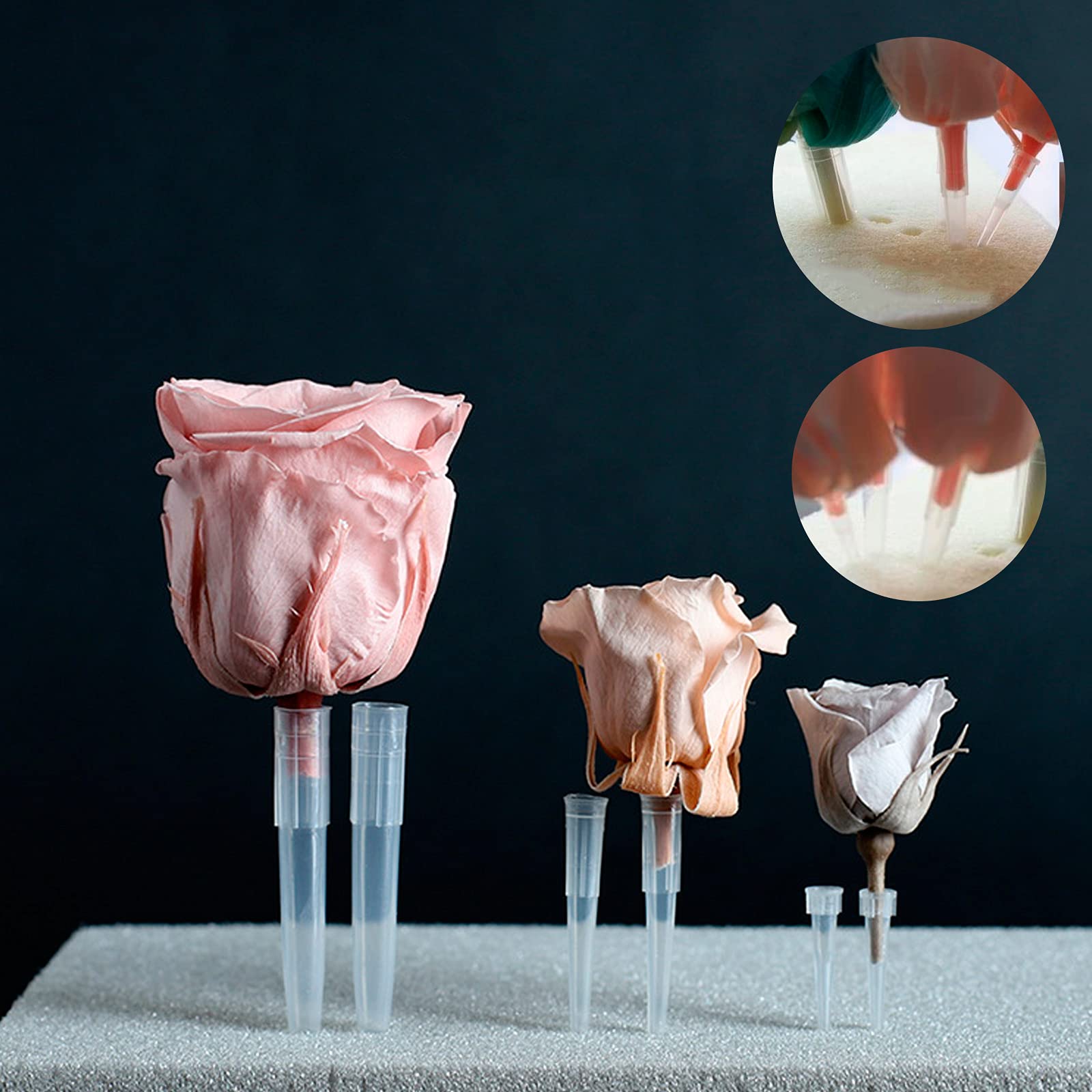 60 tubi per fiori in plastica, 3 misure (S, M, L) per la decorazione di torte