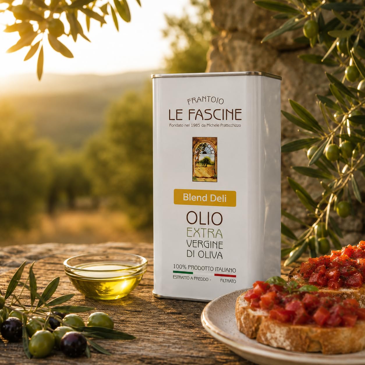 Le Fascine Delicato - 100% włoska DELIKATNA oliwa z oliwek extra virgin ekstrahowana na zimno 100% wyprodukowana z oliwek prowansalskich Ogliarola i Leccino (puszka 5 litrów)