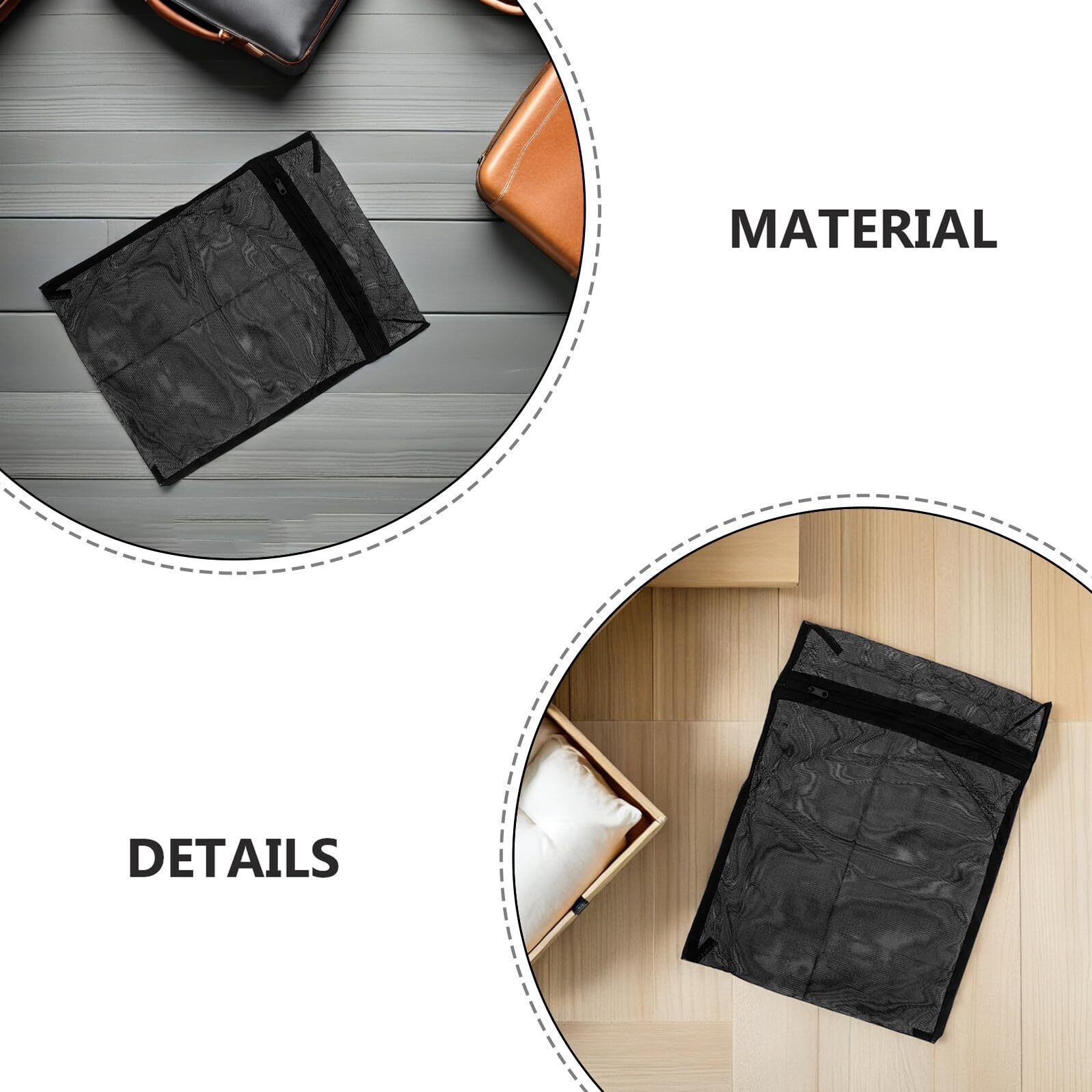 OUNONA Borsa la Biancheria Sporca in Poliestere Nero, Sacchetti per Indumenti per Bucato 8 Pezzi Rete Fine, Festa Scuola Decor e Viaggio