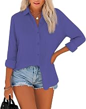 NONSAR - Women's Blouse Long Sleeve V Neck Elegant Casual Button Down Blouses