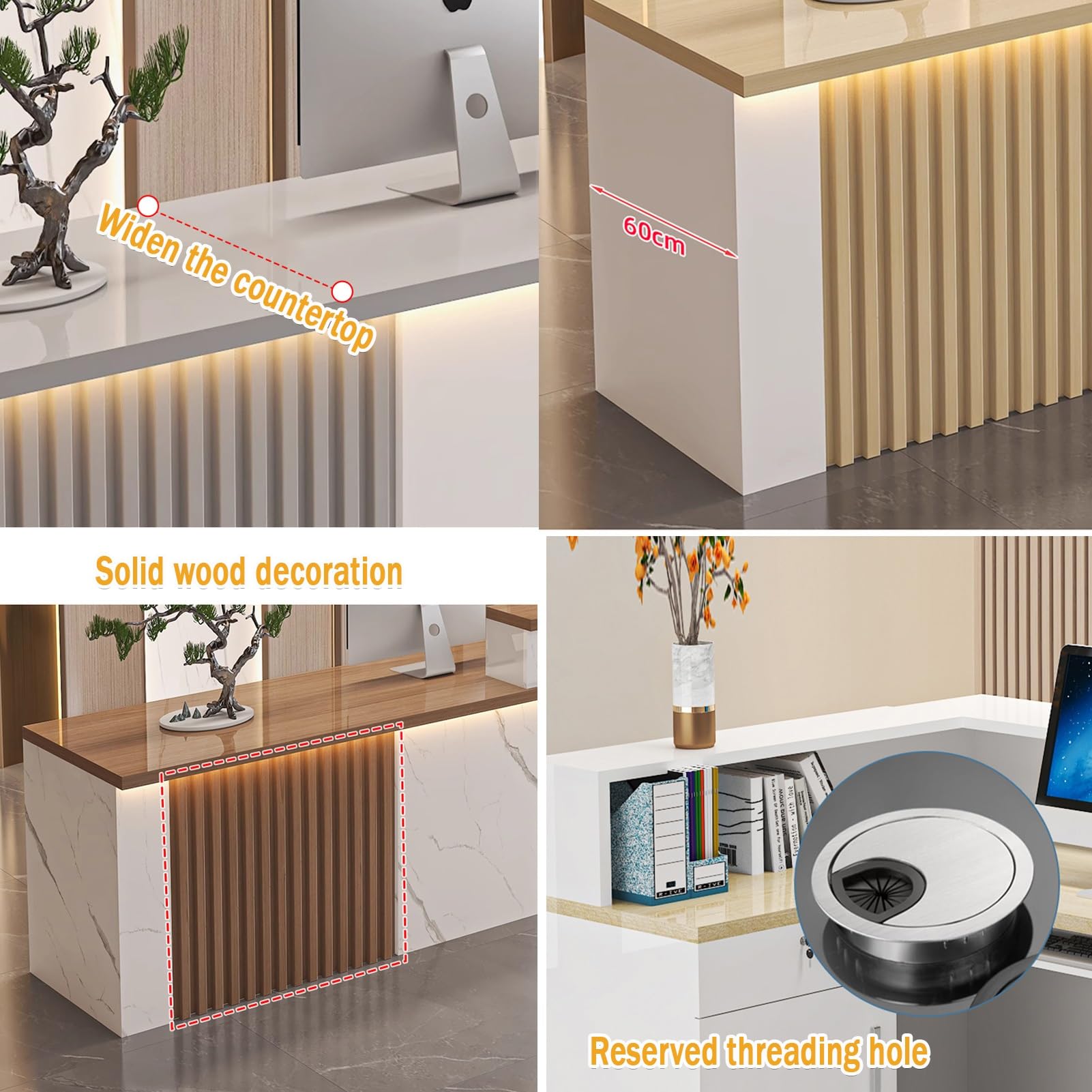 Generico Banco Reception Moderno con cassetto con Serratura, Elegante Mobile per Ufficio, postazione Reception Resistente, Design Contemporaneo per aziende, postazione d