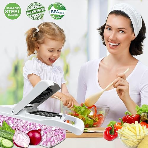Miniatura 6 de Vegetable Chopper, Pro Onion Chopper 16 in 1 Multifunctional Veggie Chopper with Container, Food Chopper, Salad Chopper, Slicer Dicer Cutter,