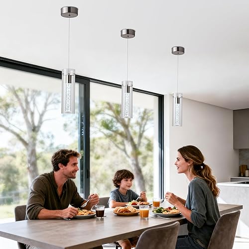 Miniatura 7 de Lámpara de techo colgante, iluminación LED de cocina, luces colgantes de cristal para isla de cocina, lámpara colgante de cocina moderna con vidrio