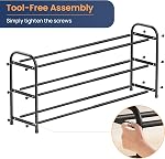 ENJOYBASICS Racks de chaussures en métal extensible pour placard, 3 Étagère de l'organisateur de chaussures réglable Tier, entreposage de rack debout libre noir pour entrée