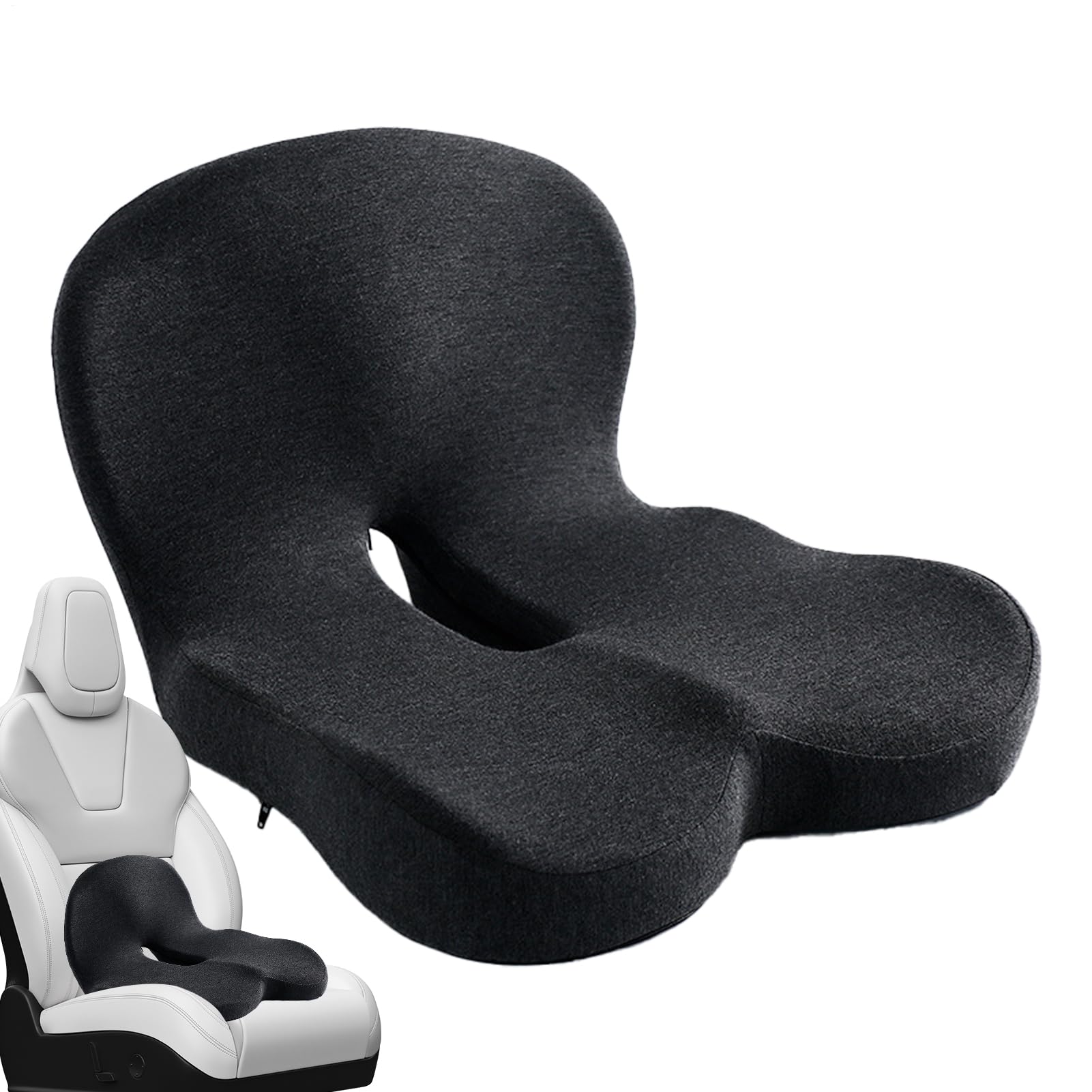 Cuscino auto – nucleo in memory foam | cuscino conducente in cotone grigio