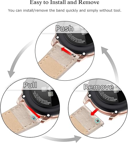 Vista 59 de Correa de piel compatible con Samsung Galaxy Watch 3 de 41 mm / Galaxy Watch Active de 40 mm / Active 2 44mm / Galaxy Watch de 42 mm, 20 mm de piel