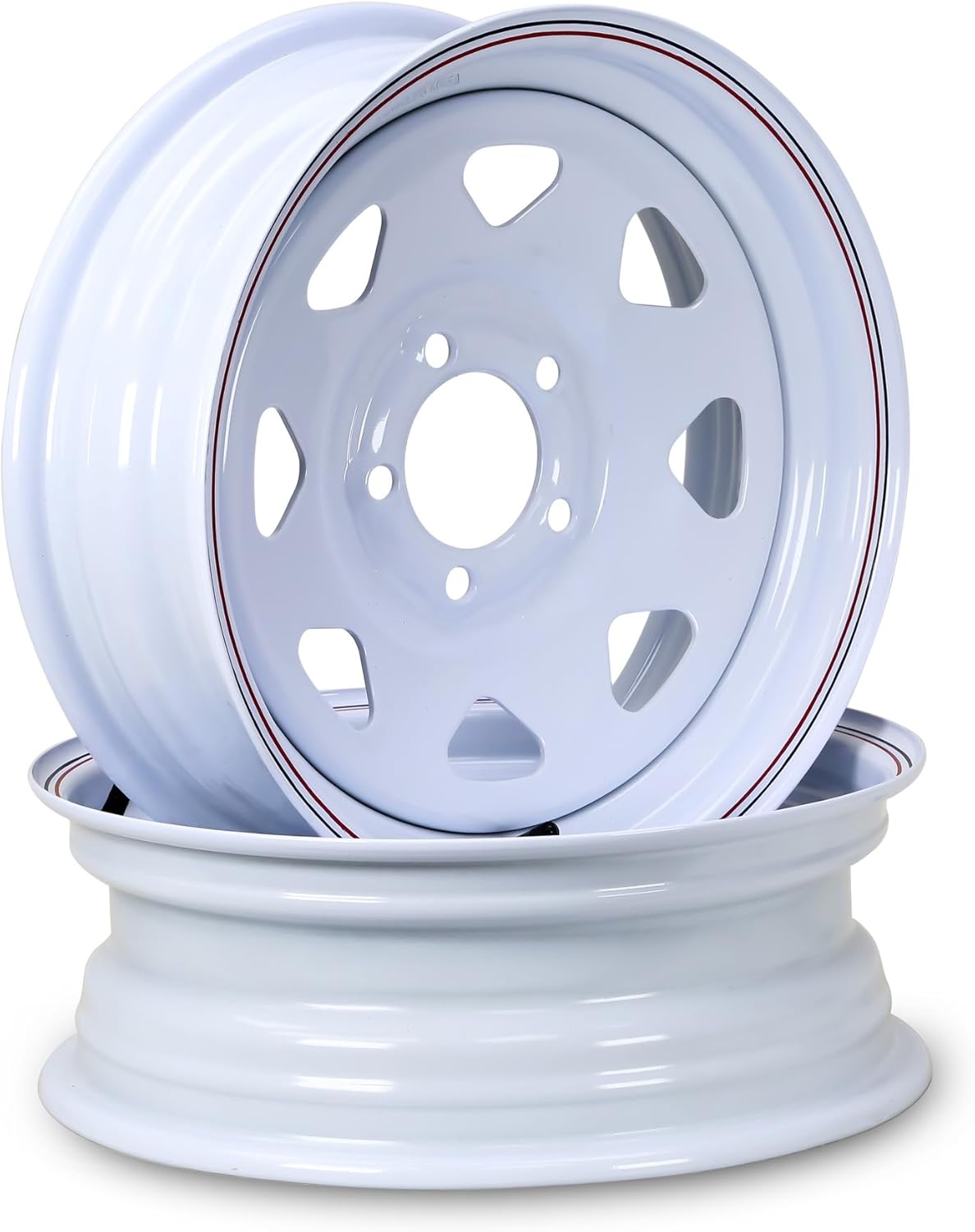 LIBRA 13 x 4.5 Trailer Wheels 5 Lug on 4.5" Bolt Pattern White Spoke, Set 2-17003