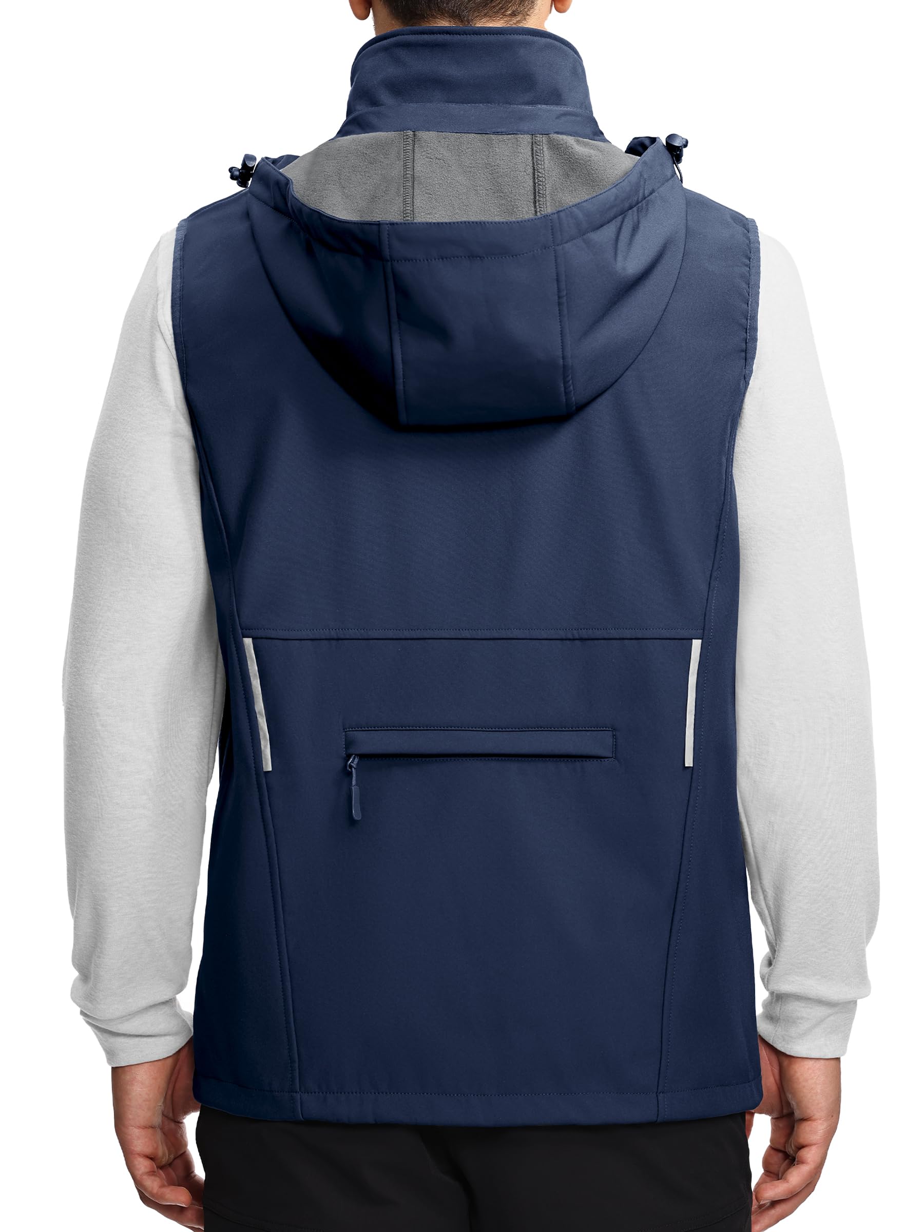 Mens Vests Outerwear Removable Hood Windproof Golf Vests for Men Softshell Sleeveless Jacket with 6 Pockets