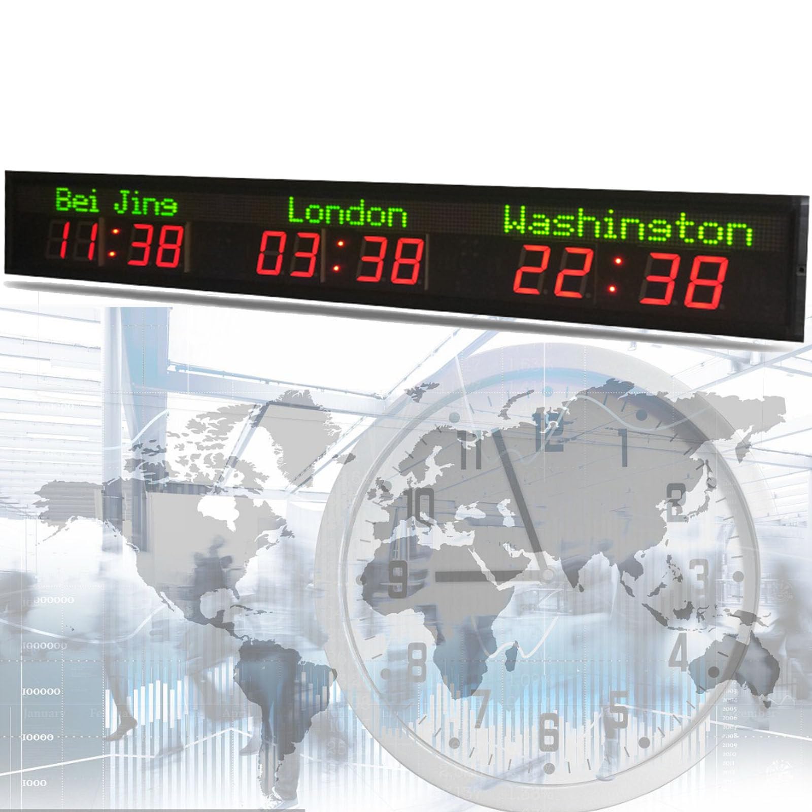 ylpddmm 3/4/5/6 Cities World Clock, World Time Zones Clock 3time