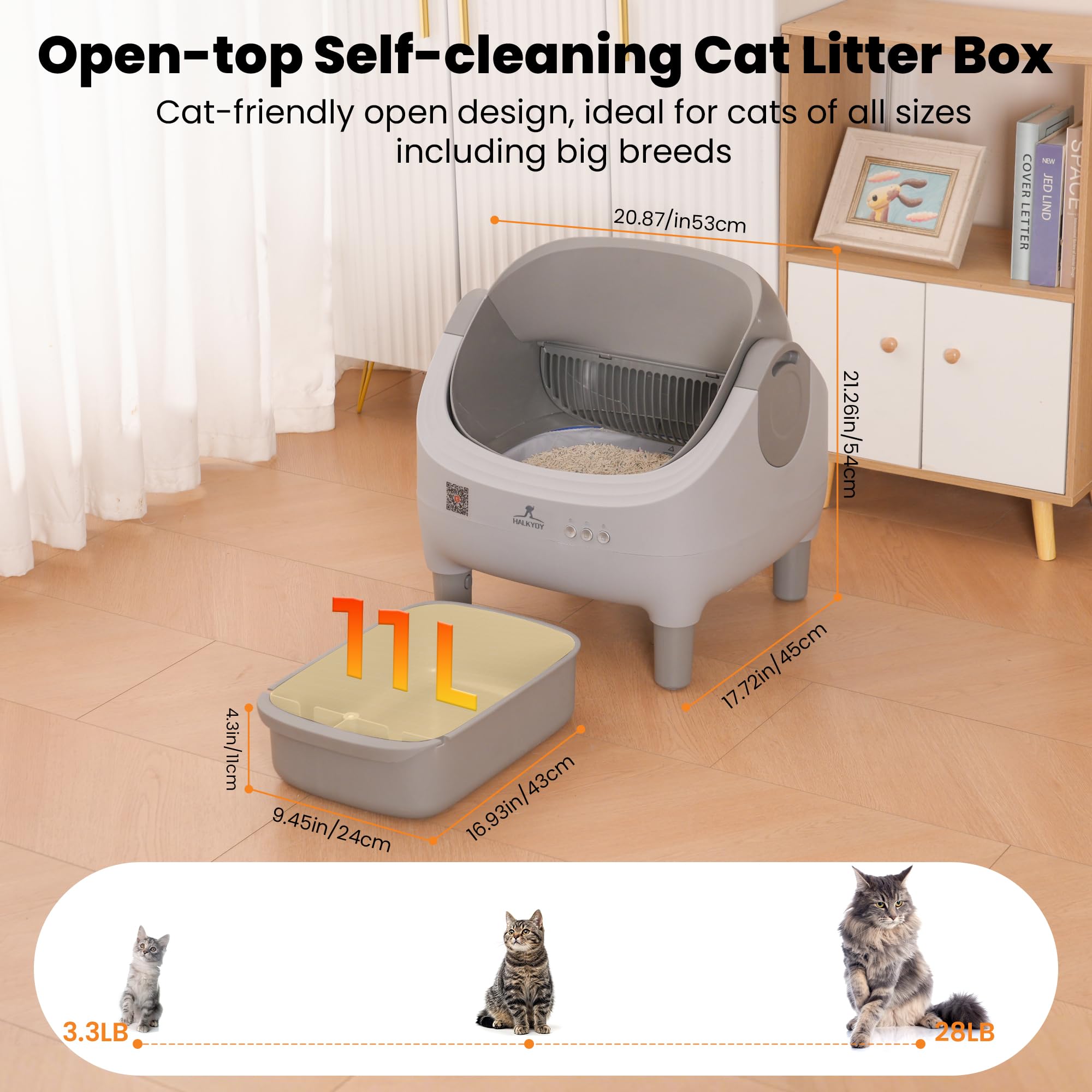 Upgraded Automatic Litter Box Self Cleaning, with Raised Step, Open Top Large Capacity for Multiple Cats, Odor Control & Safety Protection & Smart App Control & Health Monitoring & Quiet Operation - image 6