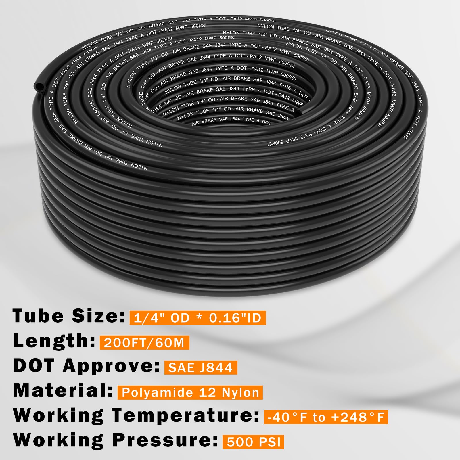 Nylon Ligne Tuyau Tube 6mm ID x 8mm OD 4m PA12 pour Air Ligne Frein