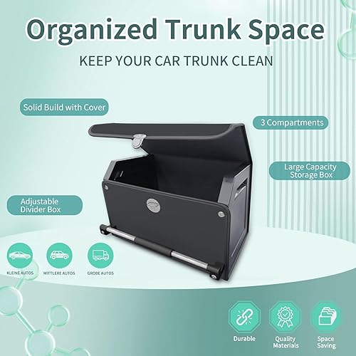 Miniatura 7 de XCF Organizador de maletero de automóvil, organizador de maletero de cuero plegable duradero con tapa y asa resistente, organizadores portátiles de
