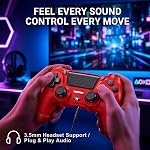 BJXOZ Wireless Controller for PS4 Controller, Gamepad with Dual Vibration, 1000mAh, Six-axis Gyroscope Sensor, USB-C Port, Speaker, 3.5mm Headphone Jack, Touchpad, Compatible with PS4/Slim/Pro/PC