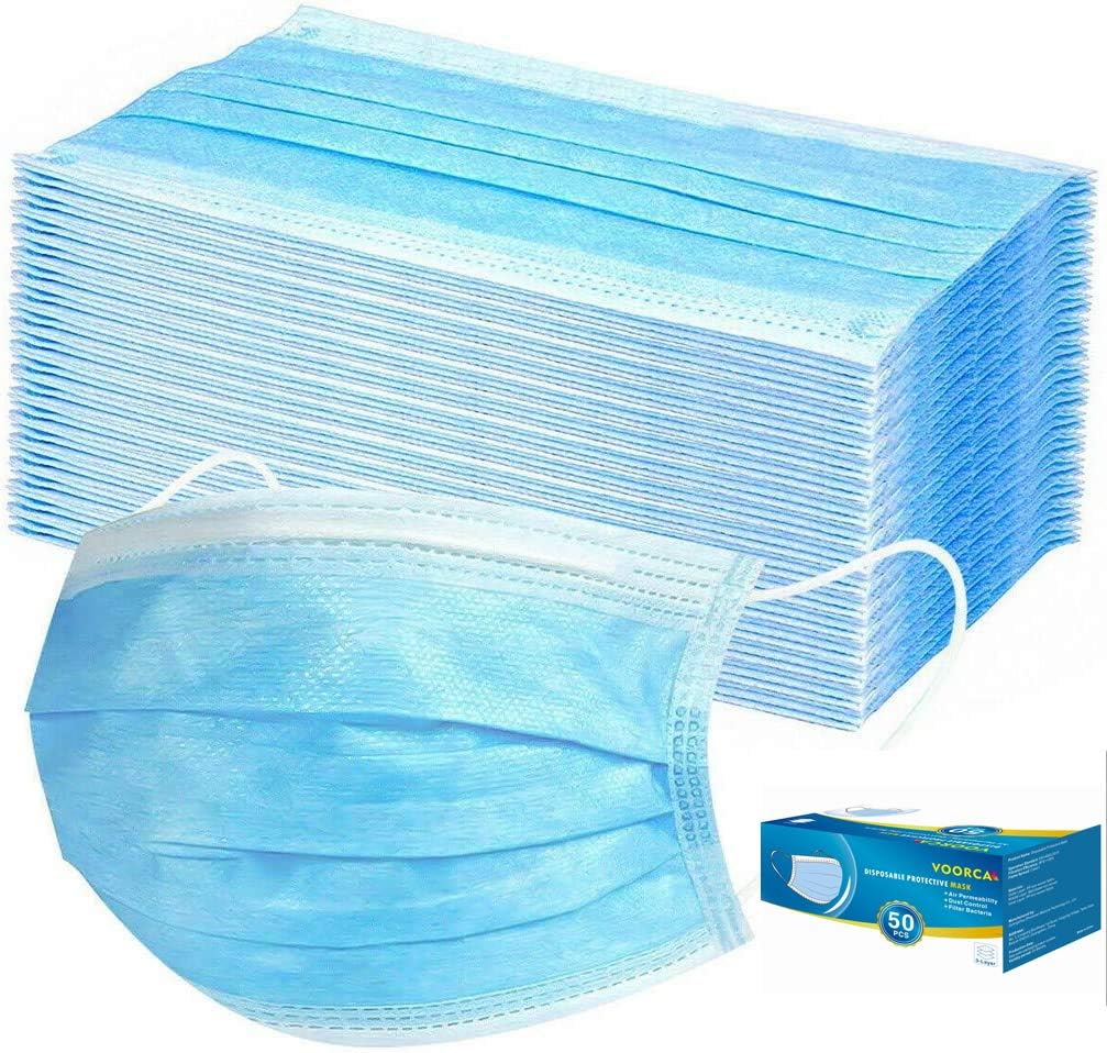 Tukellen Face Cover, Face Mask, 50 Pcs Disposable 3-ply Protection Dust-proof Dust Waterproof Cover, High Filtration and Ventilation Security